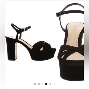 Schutz Keefa Platform Sandal Black Nubuck Leather, 7M